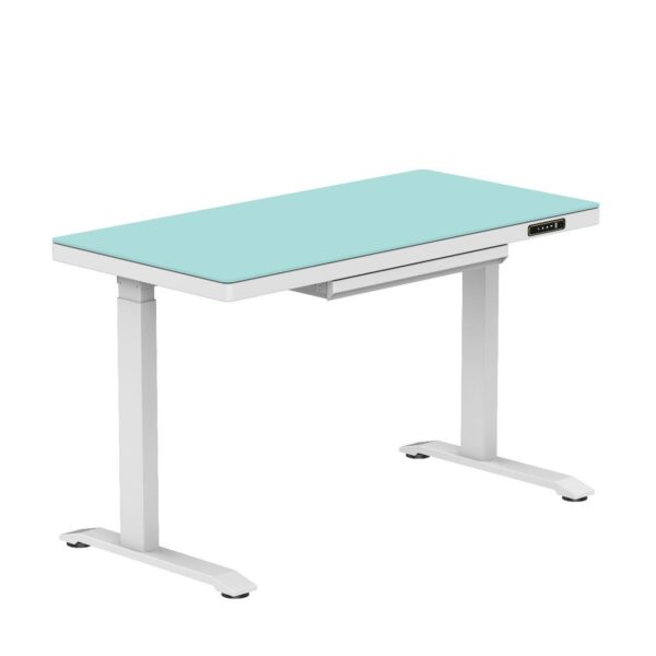 contuo – sit to stand electronic desk with glass top & drawer (white) – ctt d06 03