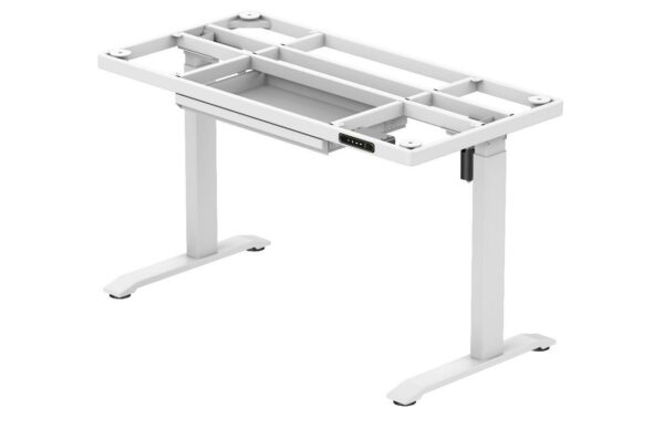 contuo – sit to stand electronic desk with glass top & drawer (white) – ctt d06 03