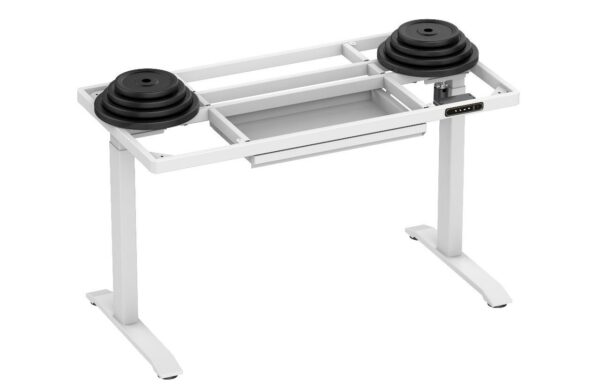 contuo – sit to stand electronic desk with glass top & drawer (white) – ctt d06 03