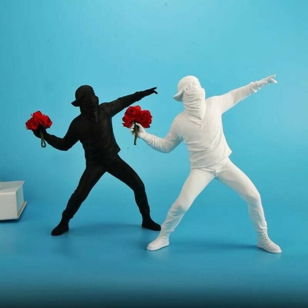 banksy statue crafts flower thrower
