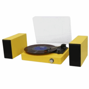 retro turntable player with speakers (yellow)