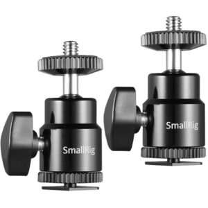 smallrig hot shoe mount with 1/4" 20 screw ball head (2 pack)
