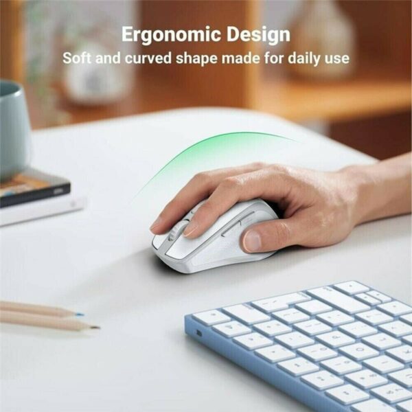 ugreen 15805 ergonomic wireless mouse (white gray)