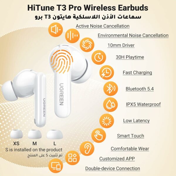 ugreen 35725 hitune t3 pro active noise cancelling wireless earbuds