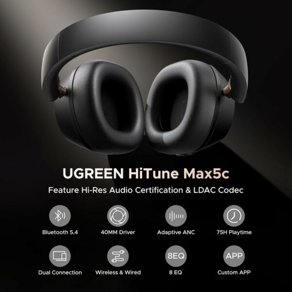 ugreen 65384 hitune max5c hybrid active noise cancelling headphones (copy)