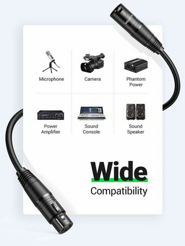 ugreen 20712 cannon male to female microphone extension audio cable 5m (black)