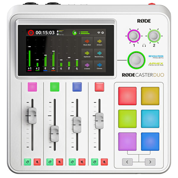 rode caster duo integrated audio production studio (white)