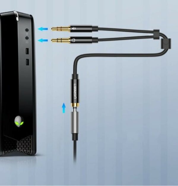 ugreen 20898 3.5mm female to 2 male audio cable abs case (black)