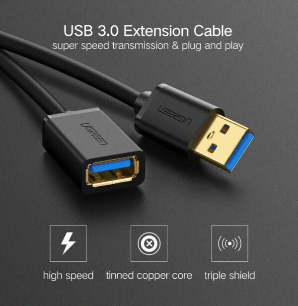 ugreen 30126 usb 3.0 a male to female fast cable (1.5m)