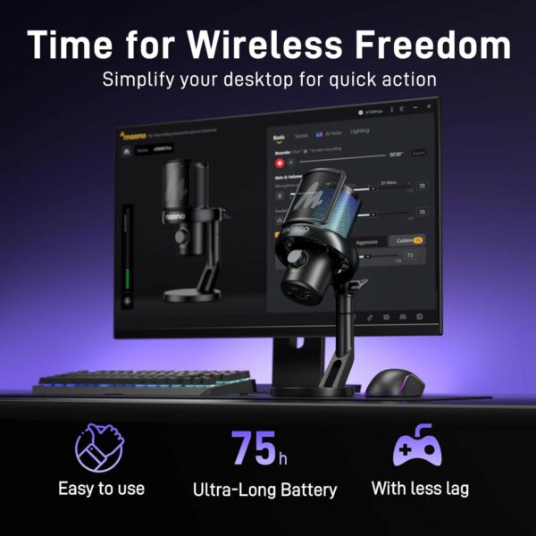 maono dm40 usb / wireless gaming desktop microphone
