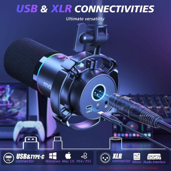 maono pd200x usb/xlr dynamic microphone (boom arm bundle)