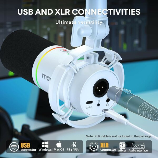 maono pd200x usb/xlr dynamic microphone (white)