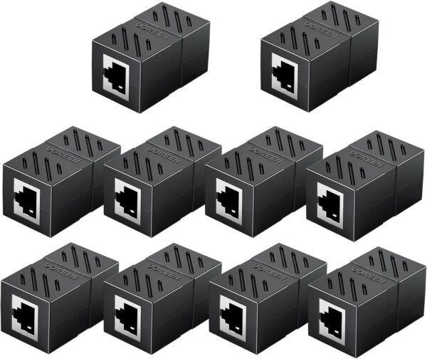 ugreen 30718 rj45 network keystone jack inline coupler female to female 10pcs (black)
