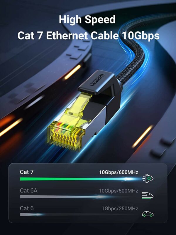 ugreen 30791 cat 7 ethernet cable braided pure copper 10m (black)