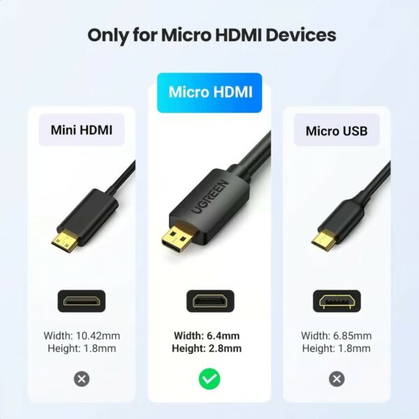 ugreen 30104 micro hdmi to hdmi 4k cable male to male black 3m