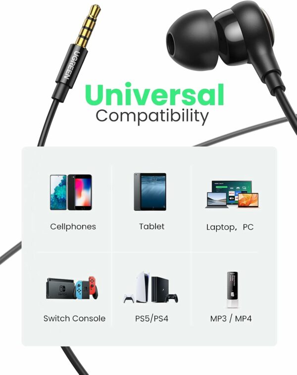 ugreen 30637 in ear earphones with 3.5mm plug