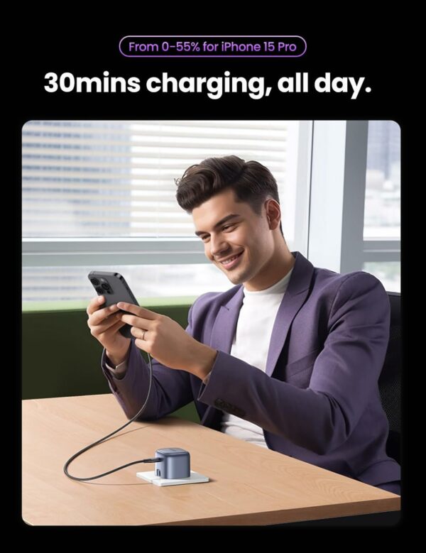 Ugreen - 25114 Nexode 30W USB-C PD GaN Fast Charger UK (Space Gray) - Image 3