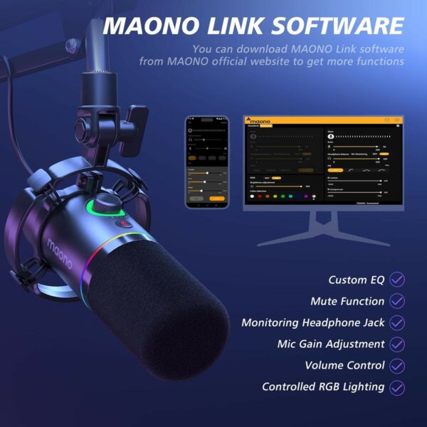 maono pd200x usb/xlr dynamic microphone (boom arm bundle)