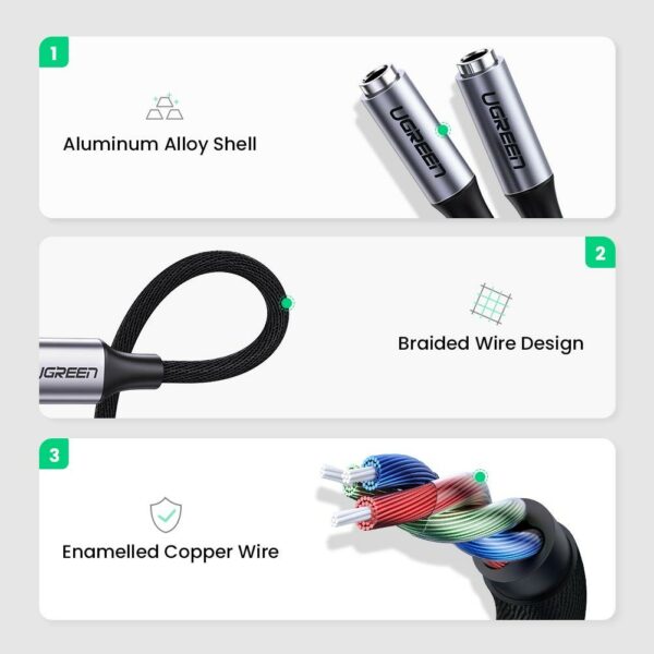ugreen 30732 usb c male to 2*3.5mm female auxiliary stereo y splitter audio cable 25cm