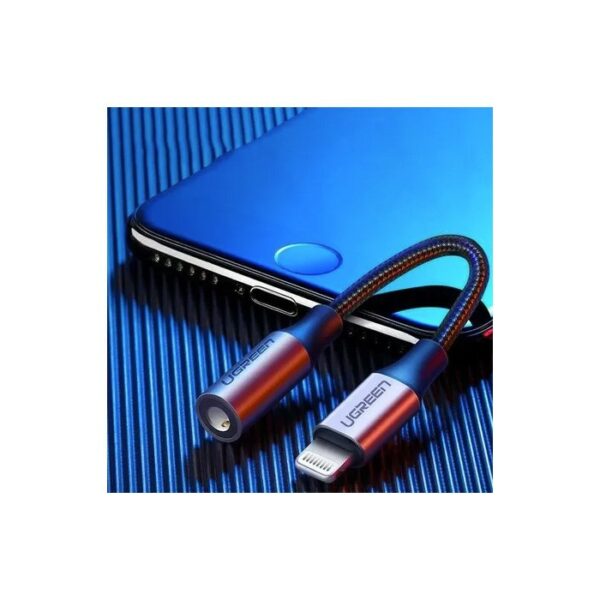 ugreen 30756 lightning m/f round cable aluminum shell with braided 10cm (black)
