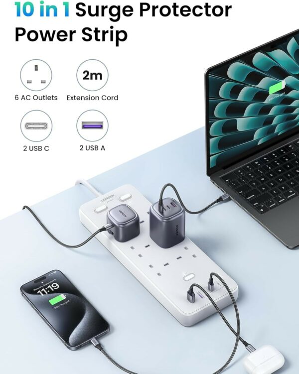 ugreen 35011 65w 6 outlet surge protector (2c2a)