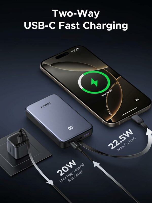 ugreen 45762 20000mah power bank with built in cable