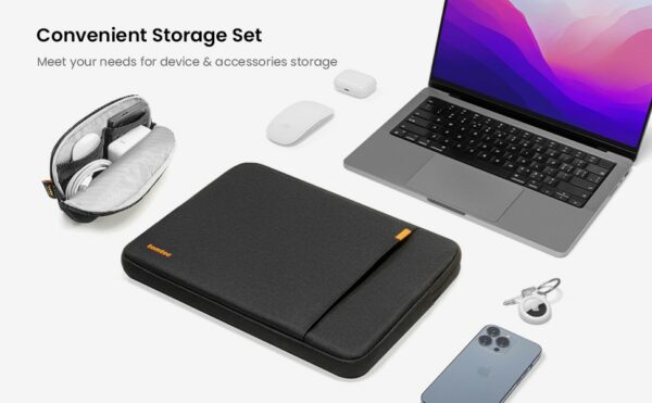 tomtoc defender a13 laptop sleeve kit 14" black
