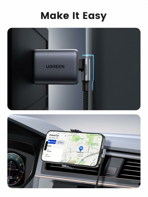 ugreen 70643 usb c to usb c pd fast charging 90 degree cable 5a max black 1m
