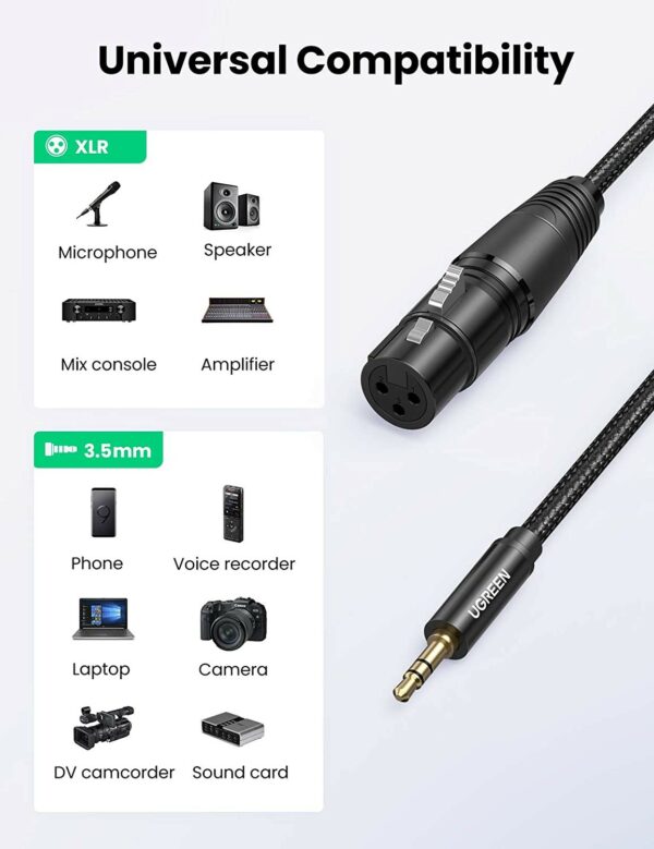 ugreen 20244 3.5mm three pole male to xlr female audio cable 2m