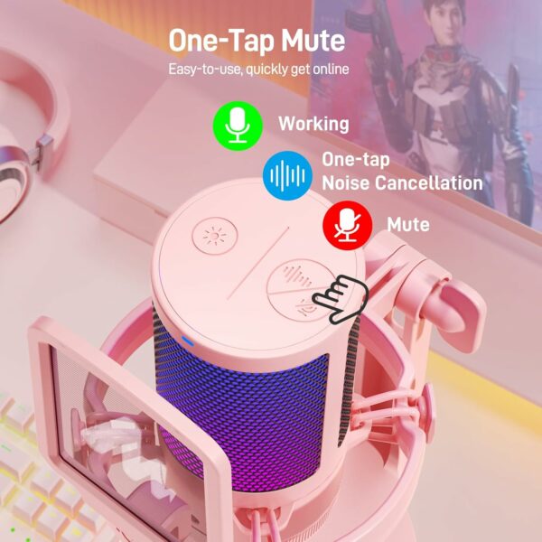 maono dgm20 gaming usb microphone (pink)