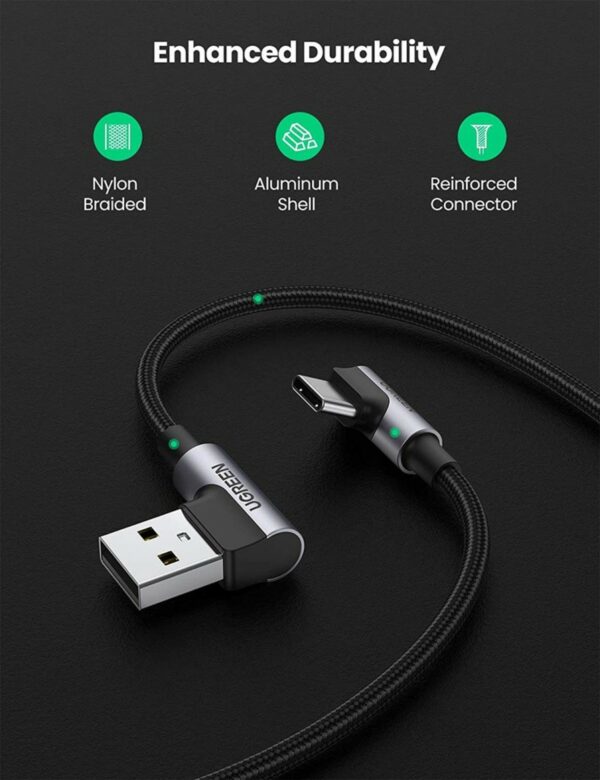 ugreen 20857 right angle usb a to usb c cable 2m (space gray)