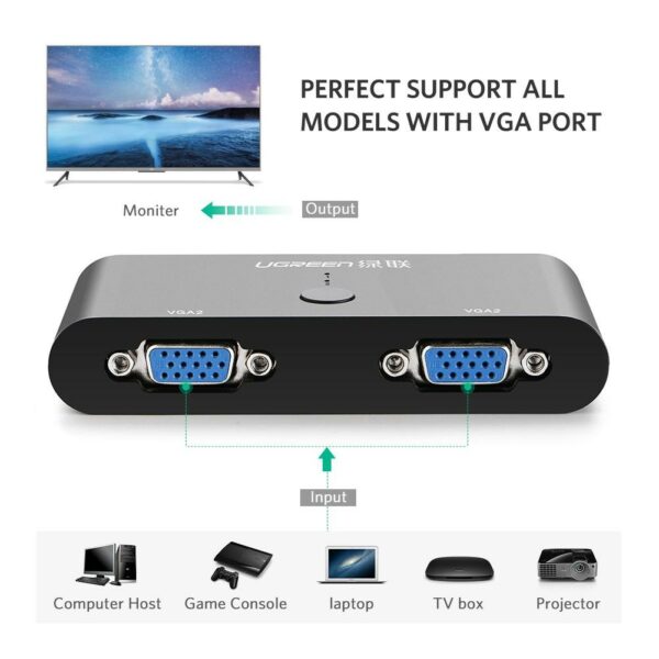 ugreen 30711 2 port vga switcher (black)