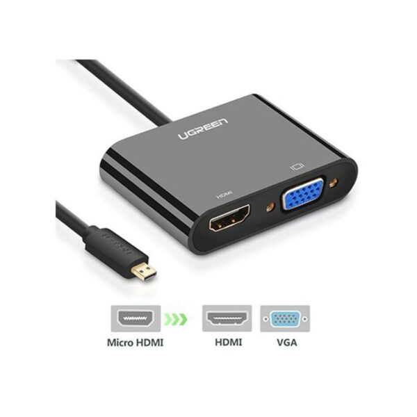 ugreen 30355 micro hdmi to hdmi + vga adapter 30cm (black)
