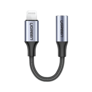 ugreen 30756 lightning m/f round cable aluminum shell with braided 10cm (black)