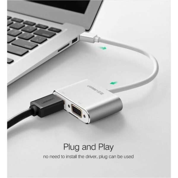 ugreen 20421 mini dp to hdmi + vga converter (silver)
