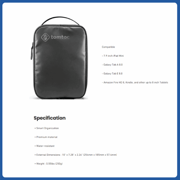 tomtoc explorer t11 accessories pouch 8.3" black