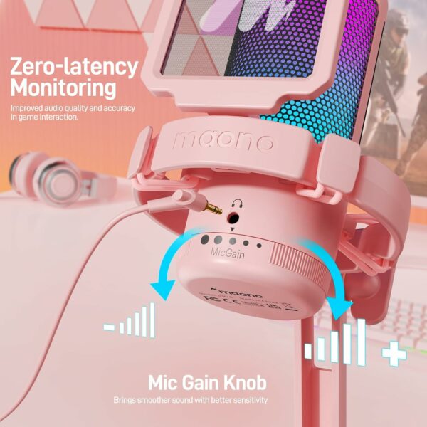 maono dgm20 gaming usb microphone (pink)