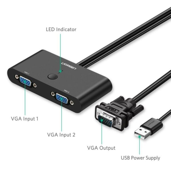 ugreen 30711 2 port vga switcher (black)