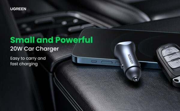 ugreen 30780 dual usb car charger (space gray)