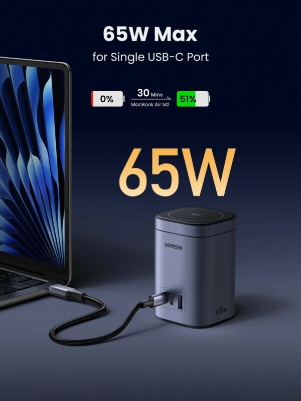 ugreen 55322 65w 2 in 1 gan desktop fast charger uk