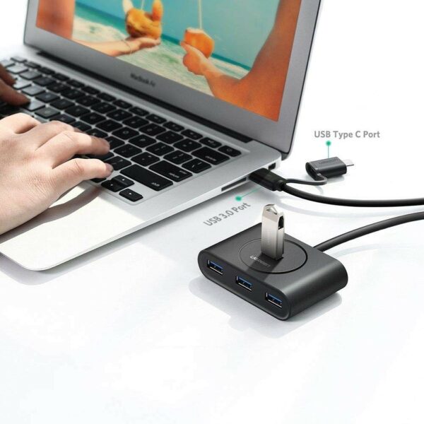 ugreen 40850 usb 3.0 hub with usb c port 1m (black)
