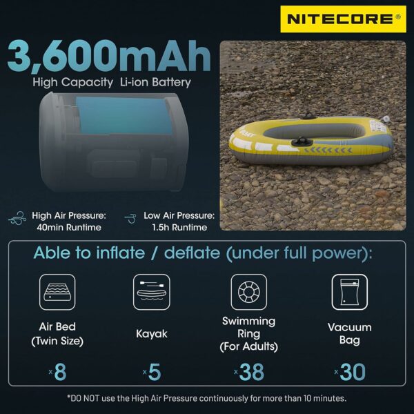 nitecore ap10 compact electric air pump with light