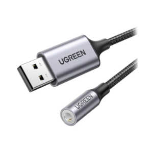 ugreen 30757 usb 2.0 to 3.5mm audio adapter aluminum alloy 25cm (dark gray)
