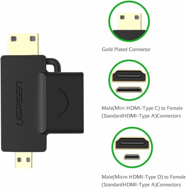 Ugreen - 20144 HDMI Female to Micro HDMI + Mini HDMI Male 4K Adapter