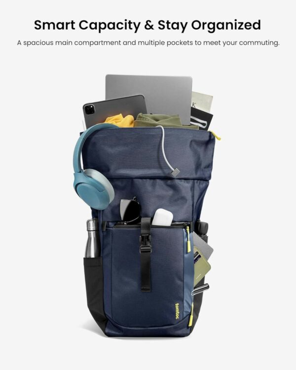 tomtoc navigator t61 rolltop backpack 15.6" dark blue (t61m1b1)