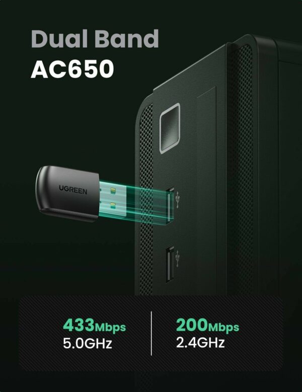 ugreen 20204 ac650 11ac dual band wireless usb adapter