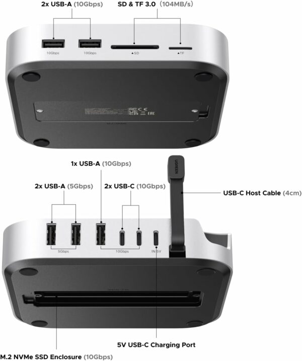 ugreen 65487 mac mini m4 dock & stand with nvme ssd enclosure