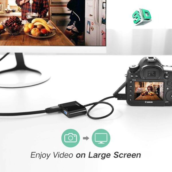ugreen 30355 micro hdmi to hdmi + vga adapter 30cm (black)