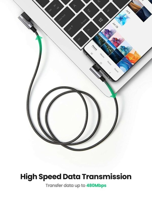 ugreen 20857 right angle usb a to usb c cable 2m (space gray)