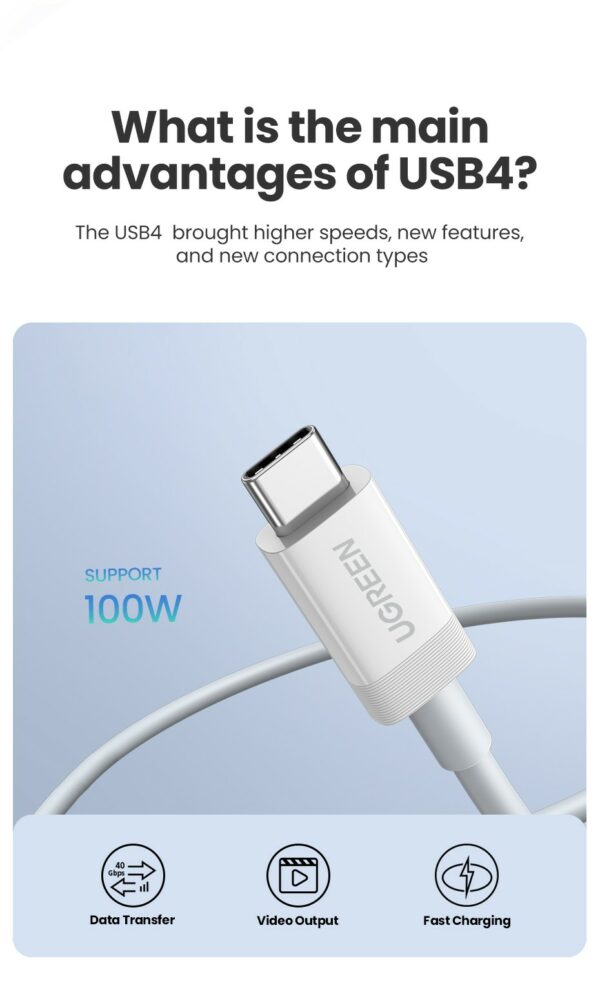 ugreen 40113 usb4 charging cable 0.8m 40gbps